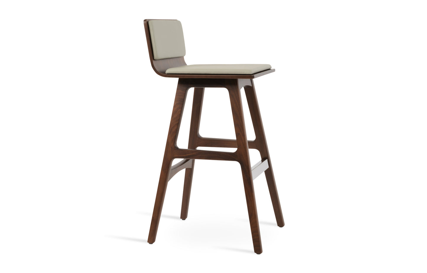 Corona PR Wood Bar Stool-Leather