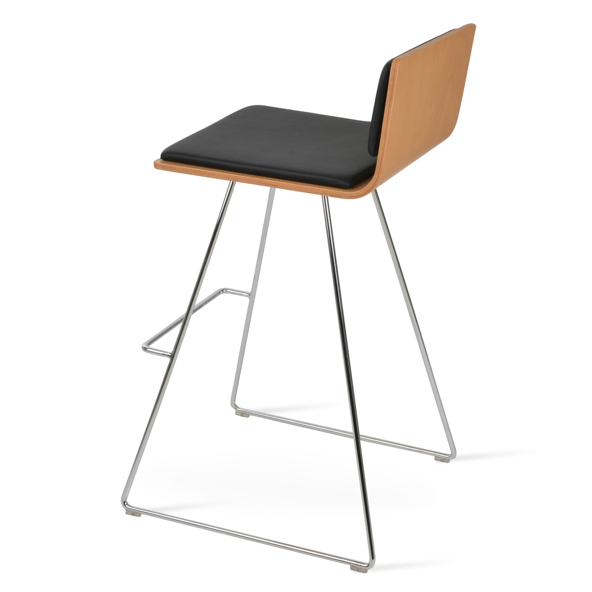 Corona Wire Bar Stool-Leather