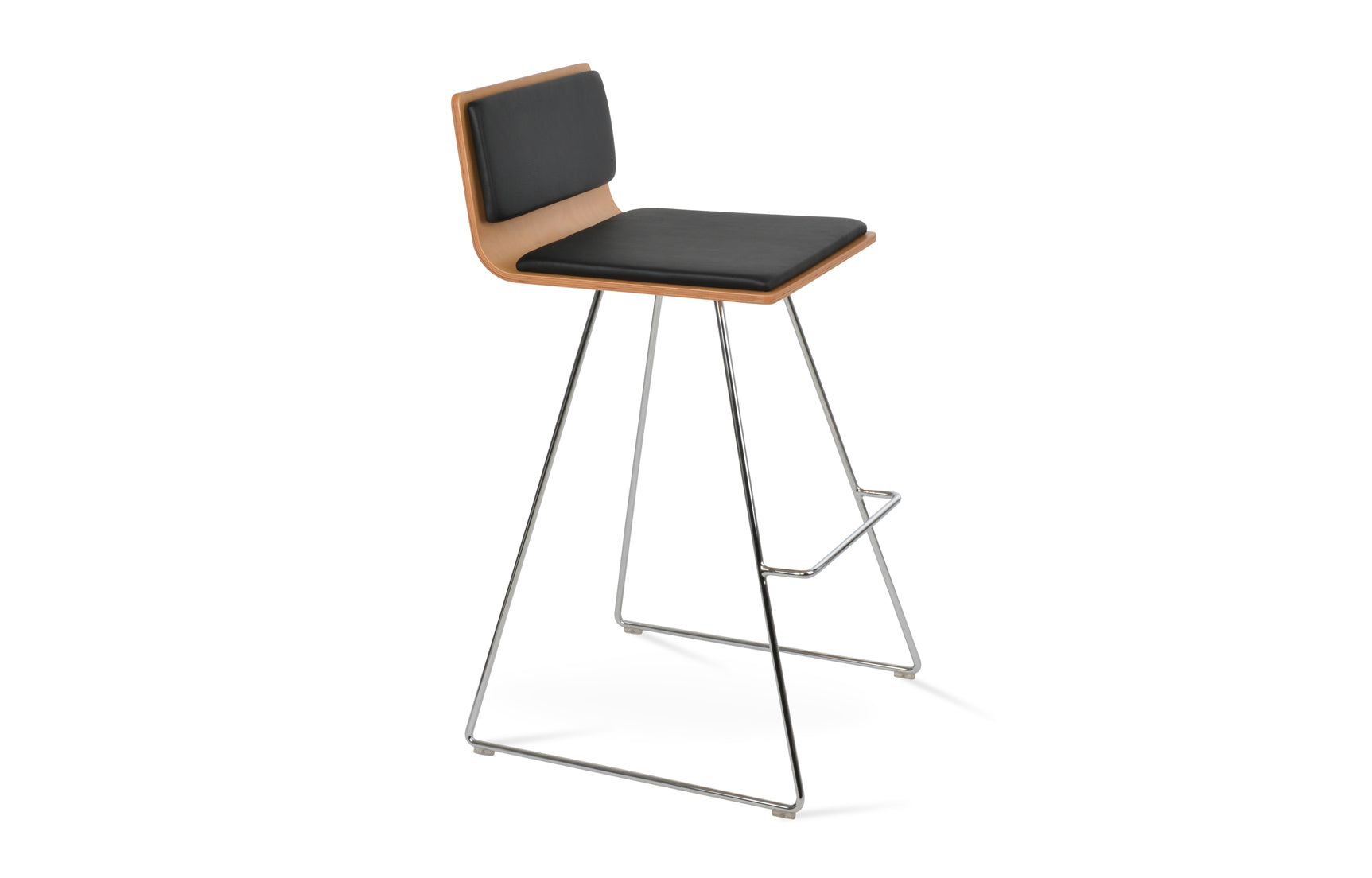 Corona Wire Bar Stool-Leather