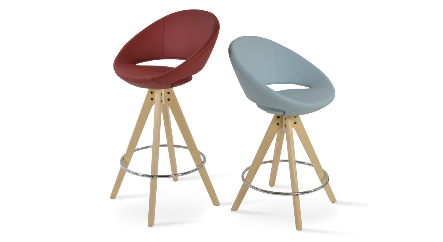 Crescent Pyramid Swivel Bar Stool