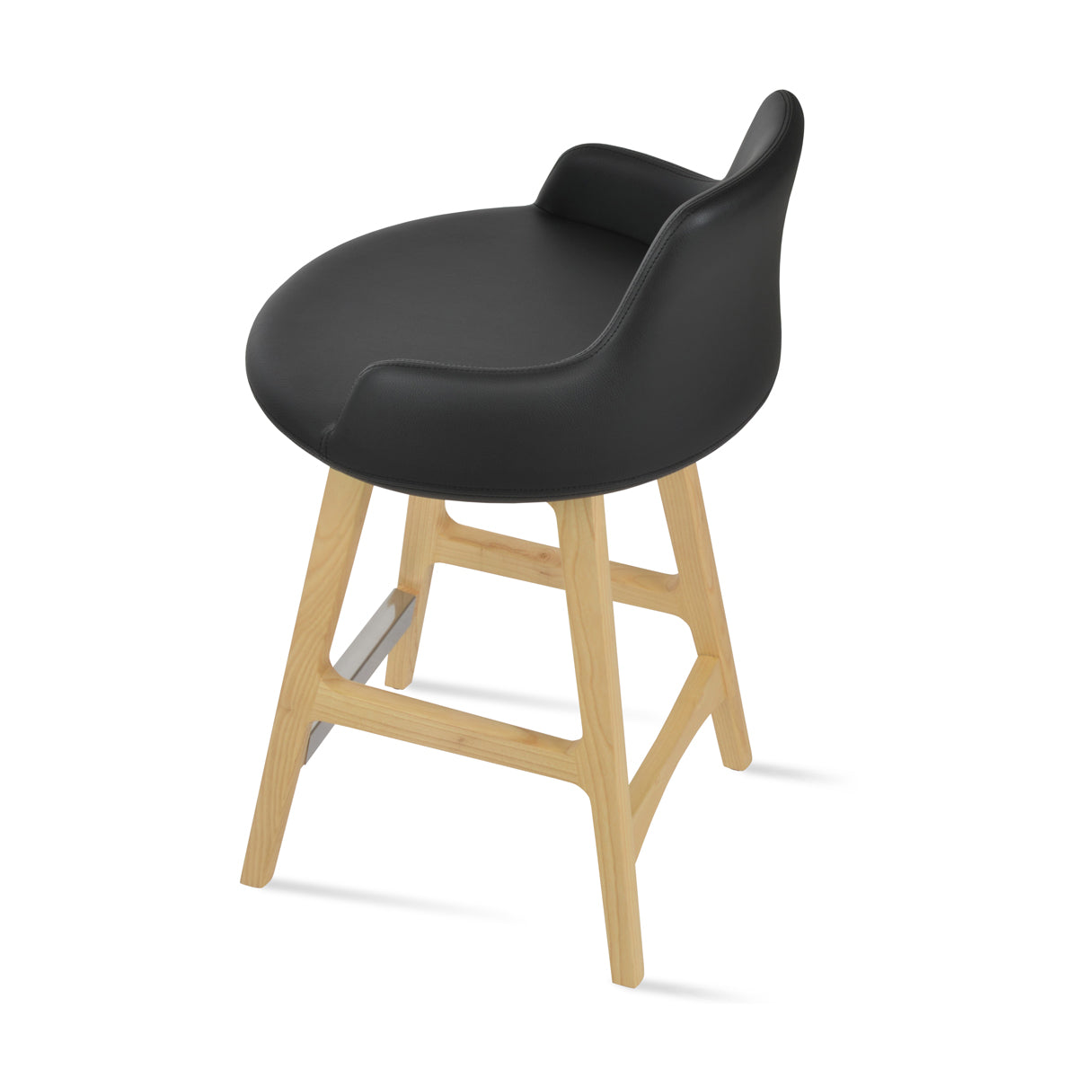 Dervish PR Wood Bar Stool-Leather