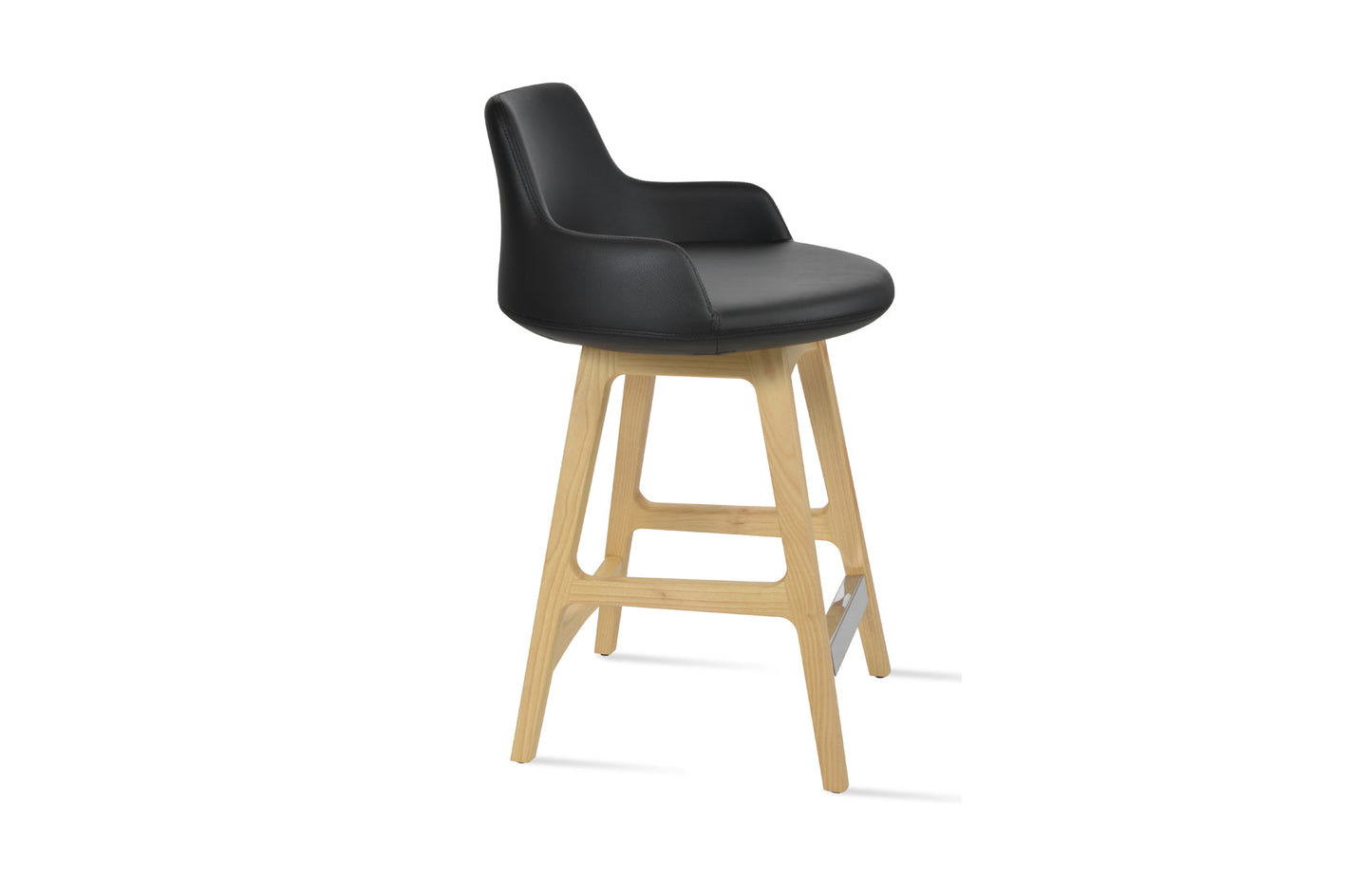 Dervish PR Wood Bar Stool-Leather