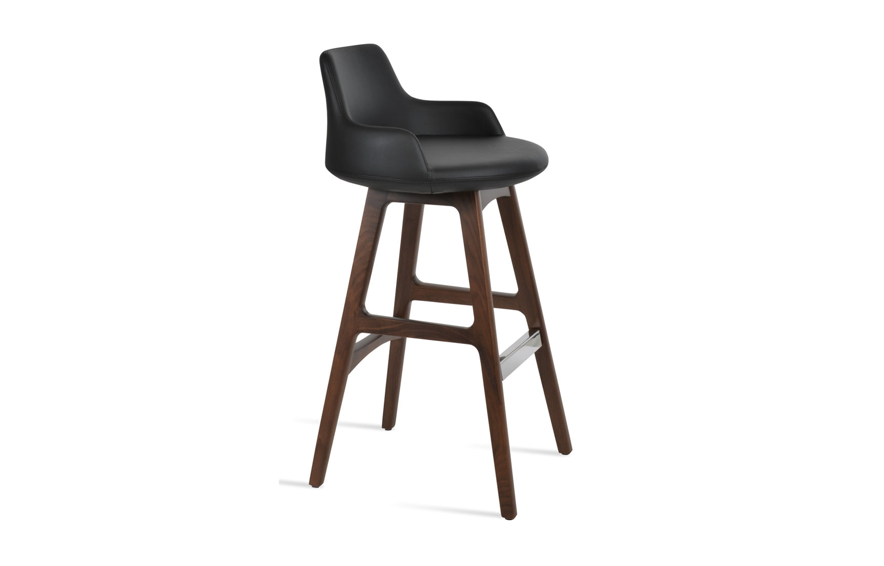 Dervish PR Wood Bar Stool-Leather