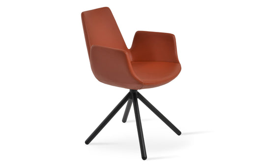 Eiffel Arm Stick Swivel Chair-Leather