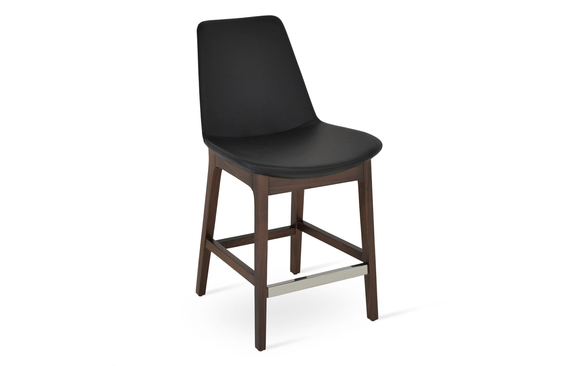 Eiffel Wood Bar Stool-Leather