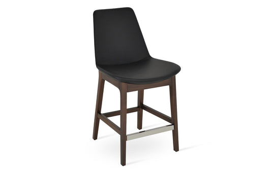 Eiffel Wood Counter Stool-Leather