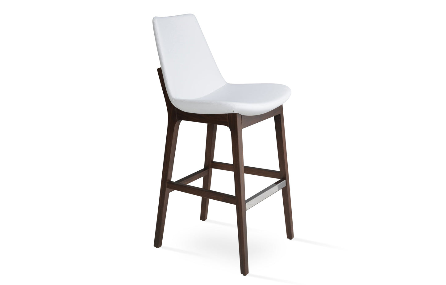 Eiffel Wood Bar Stool-Leather