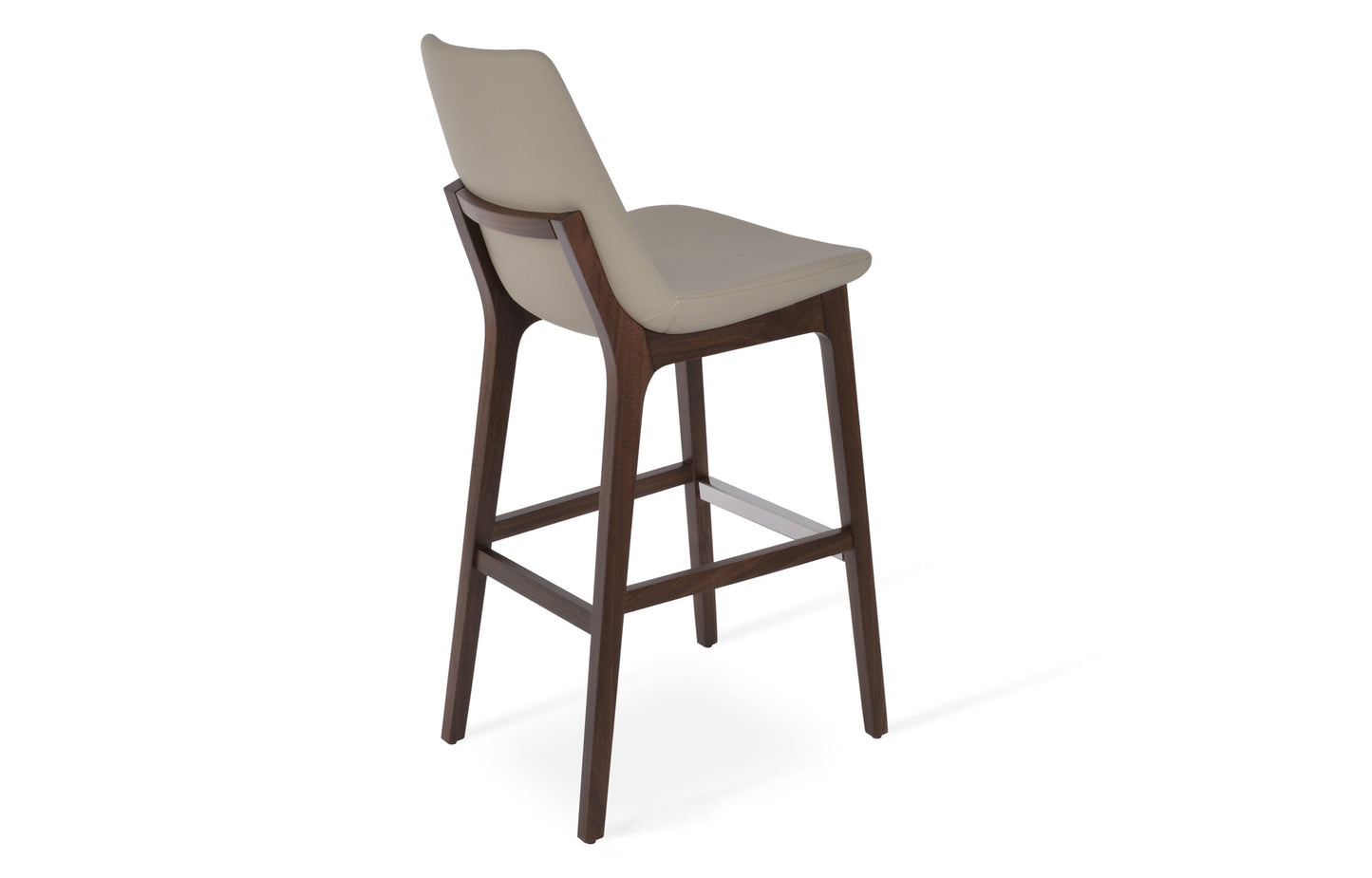 Eiffel Wood Bar Stool-Leather