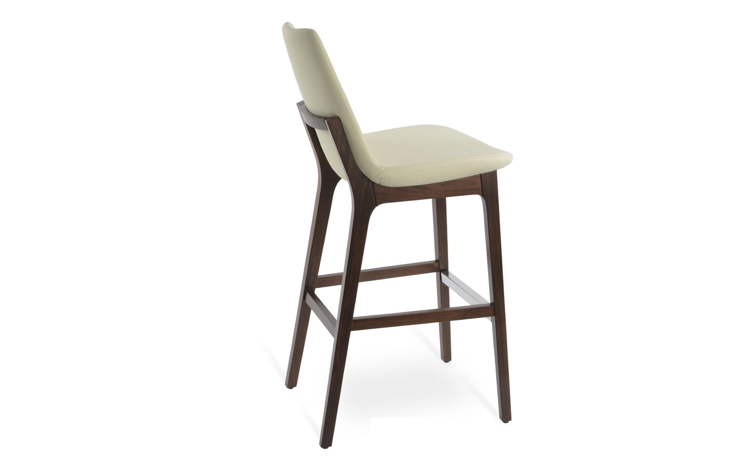 Eiffel Wood Bar Stool-Leather