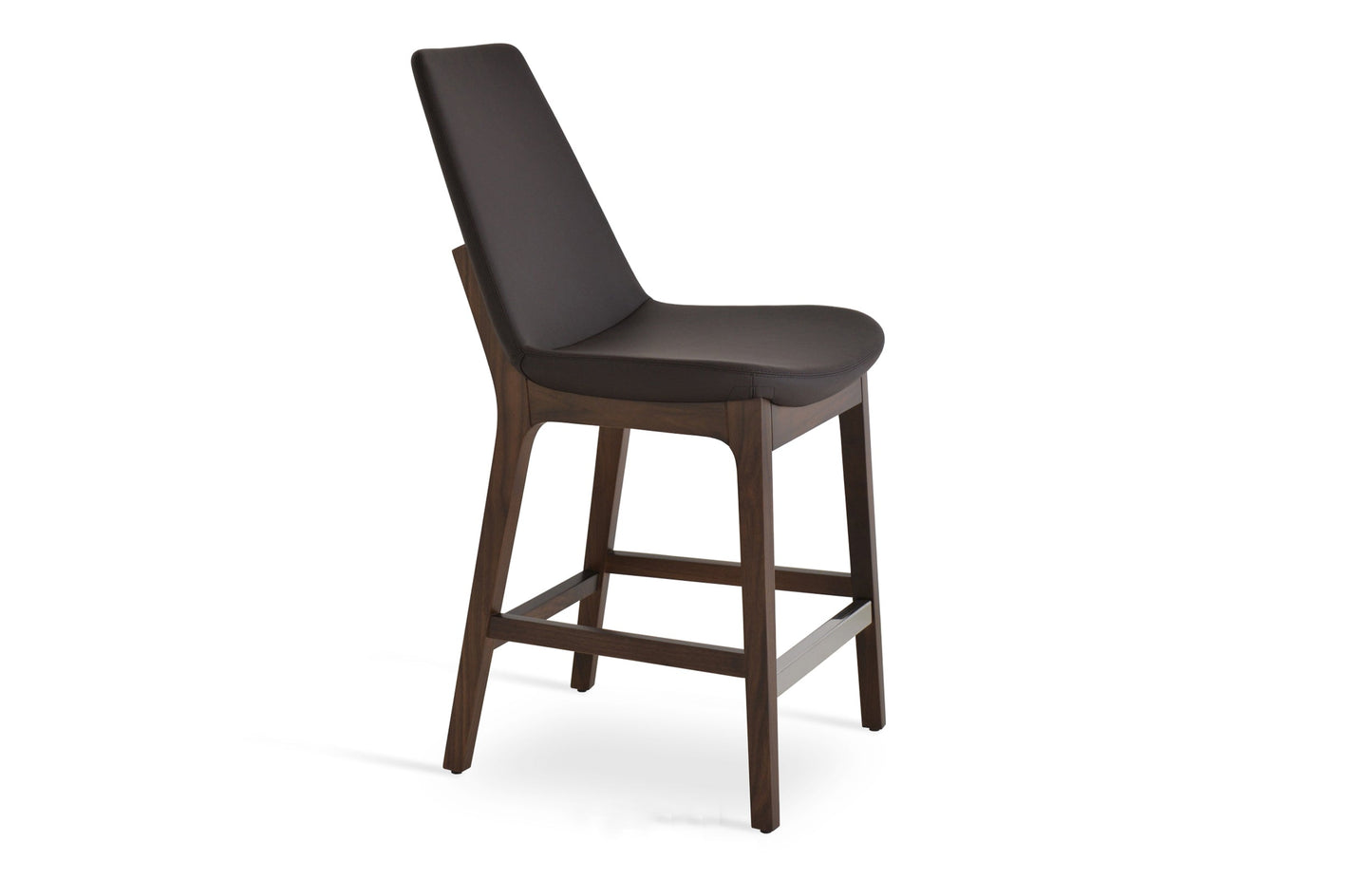 Eiffel Wood Bar Stool-Leather