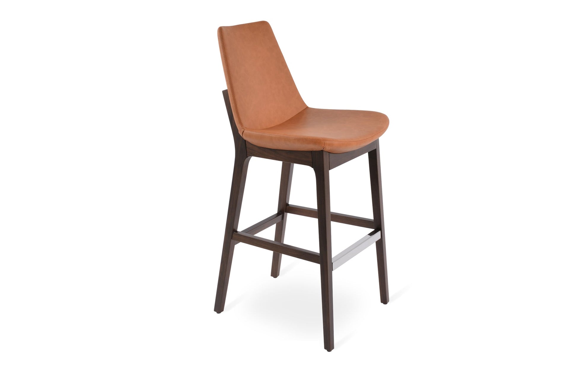 Eiffel Wood Bar Stool-Leather