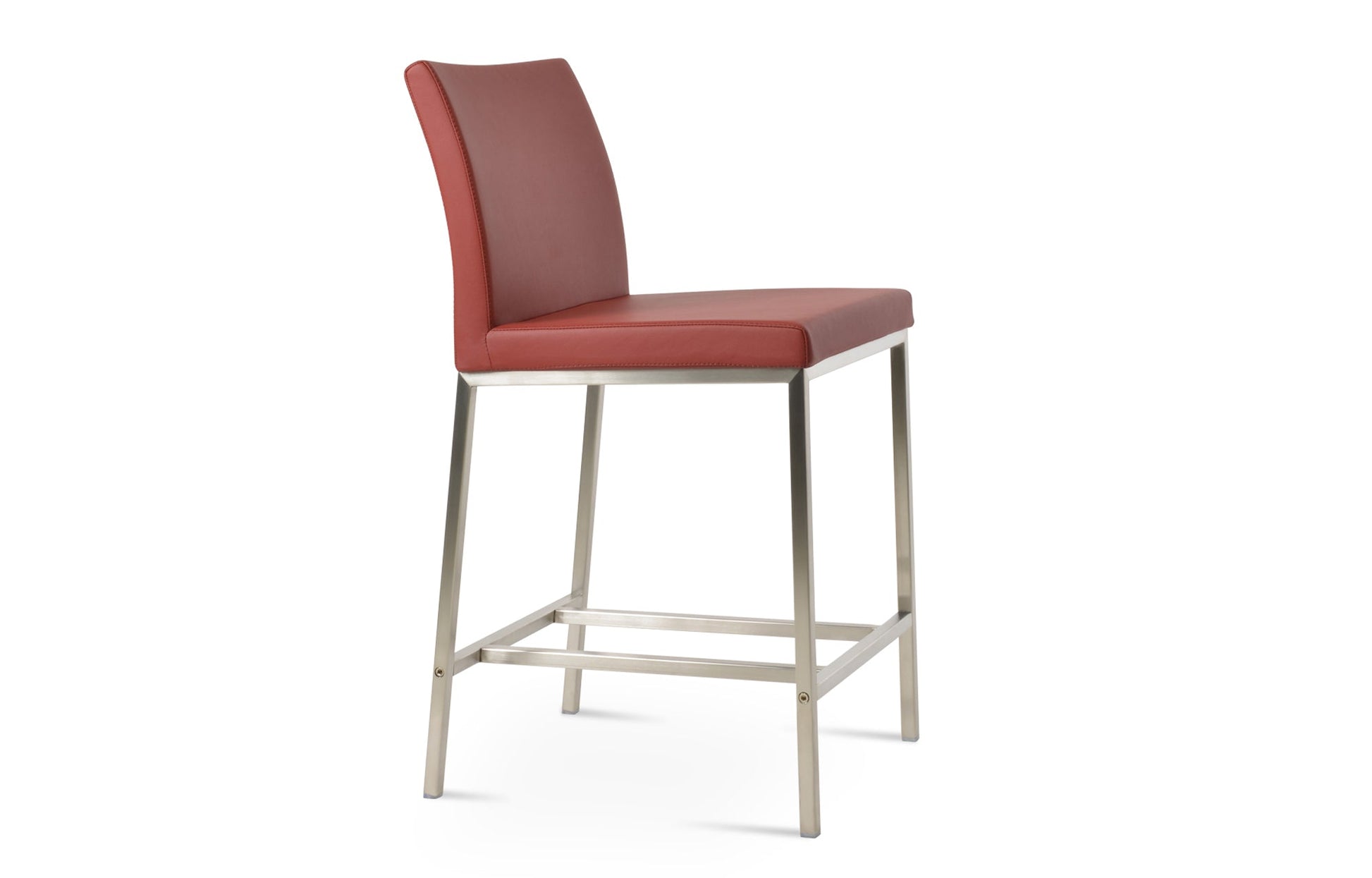 Aria Metal Bar Stool-Leather