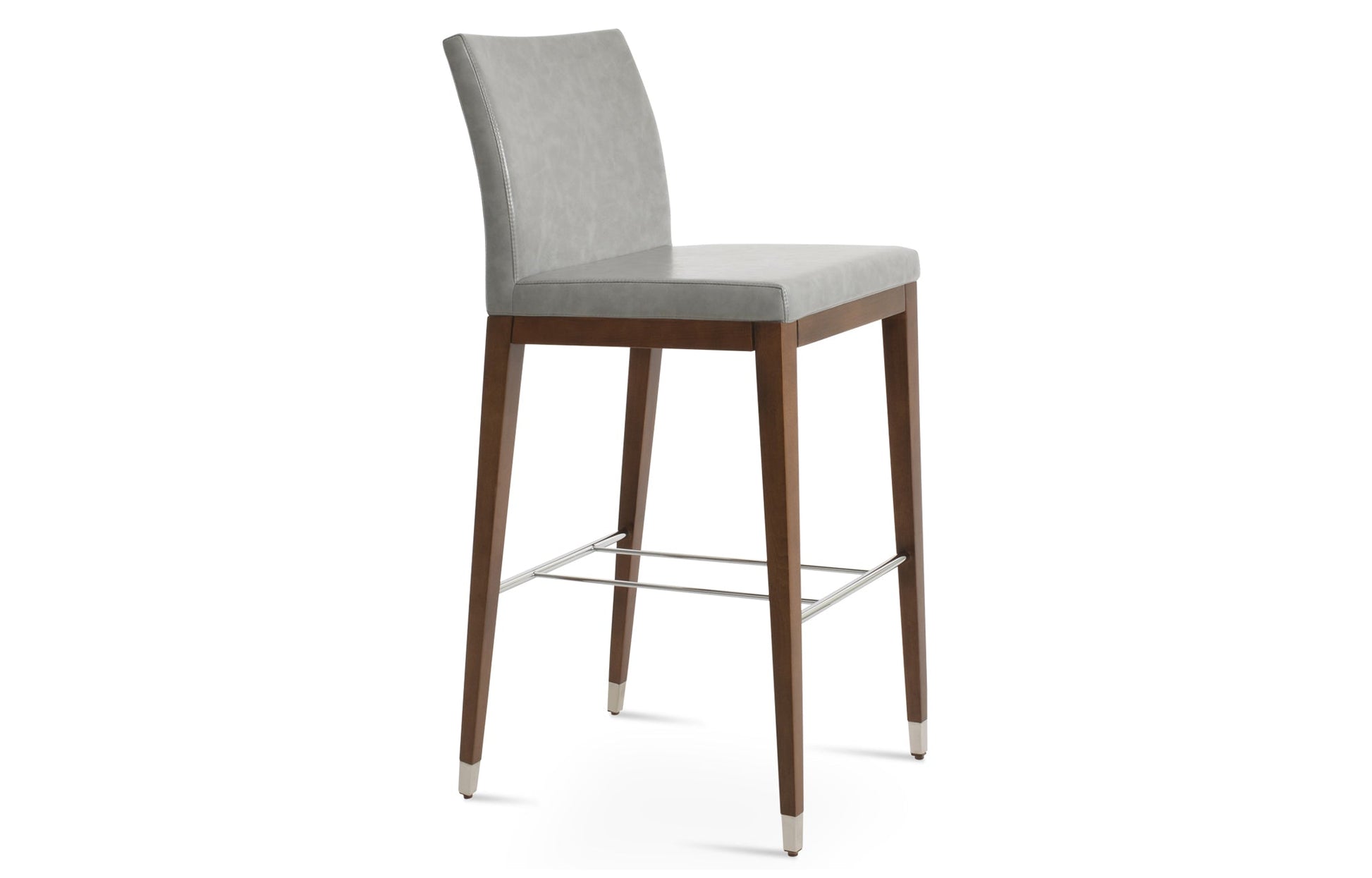 Aria Wood Bar Stool-Leather