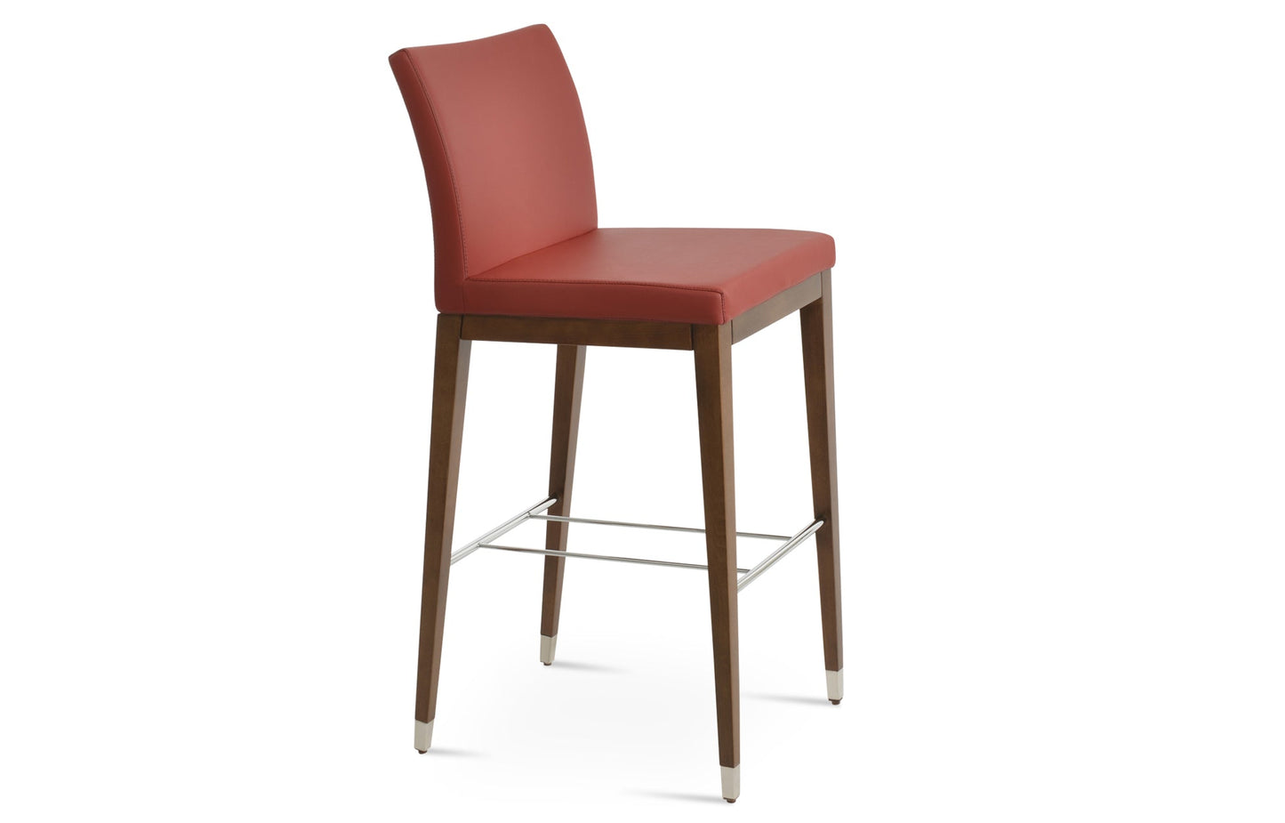 Aria Wood Bar Stool-Leather