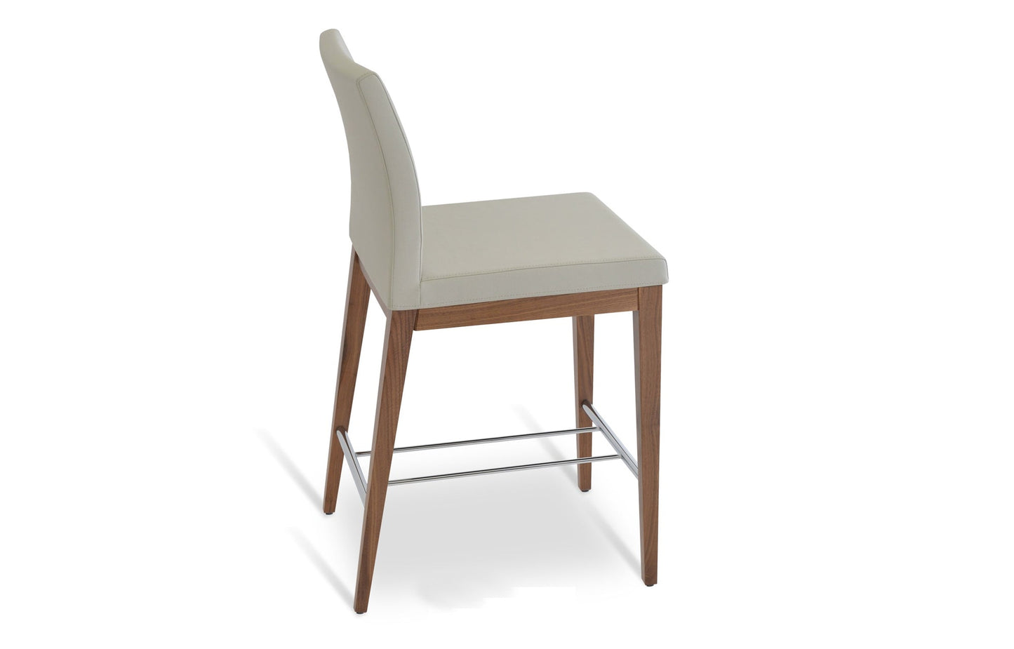 Aria Wood Bar Stool-Leather