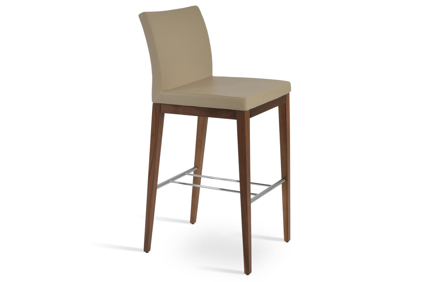 Aria Wood Bar Stool-Leather