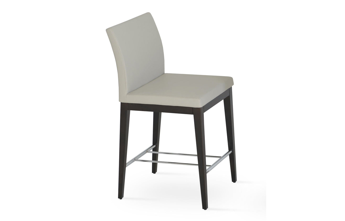 Aria Wood Bar Stool-Leather