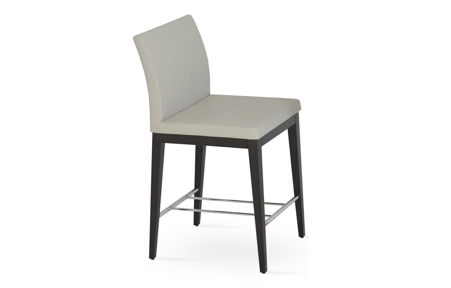 Aria Wood Bar Stool-Leather