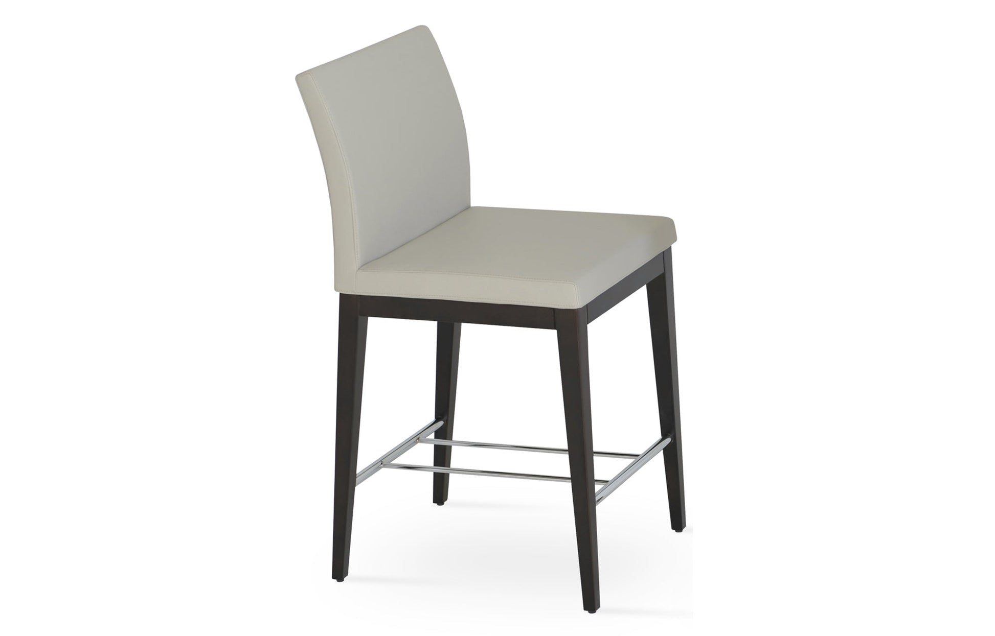 Aria Wood Bar Stool-Leather