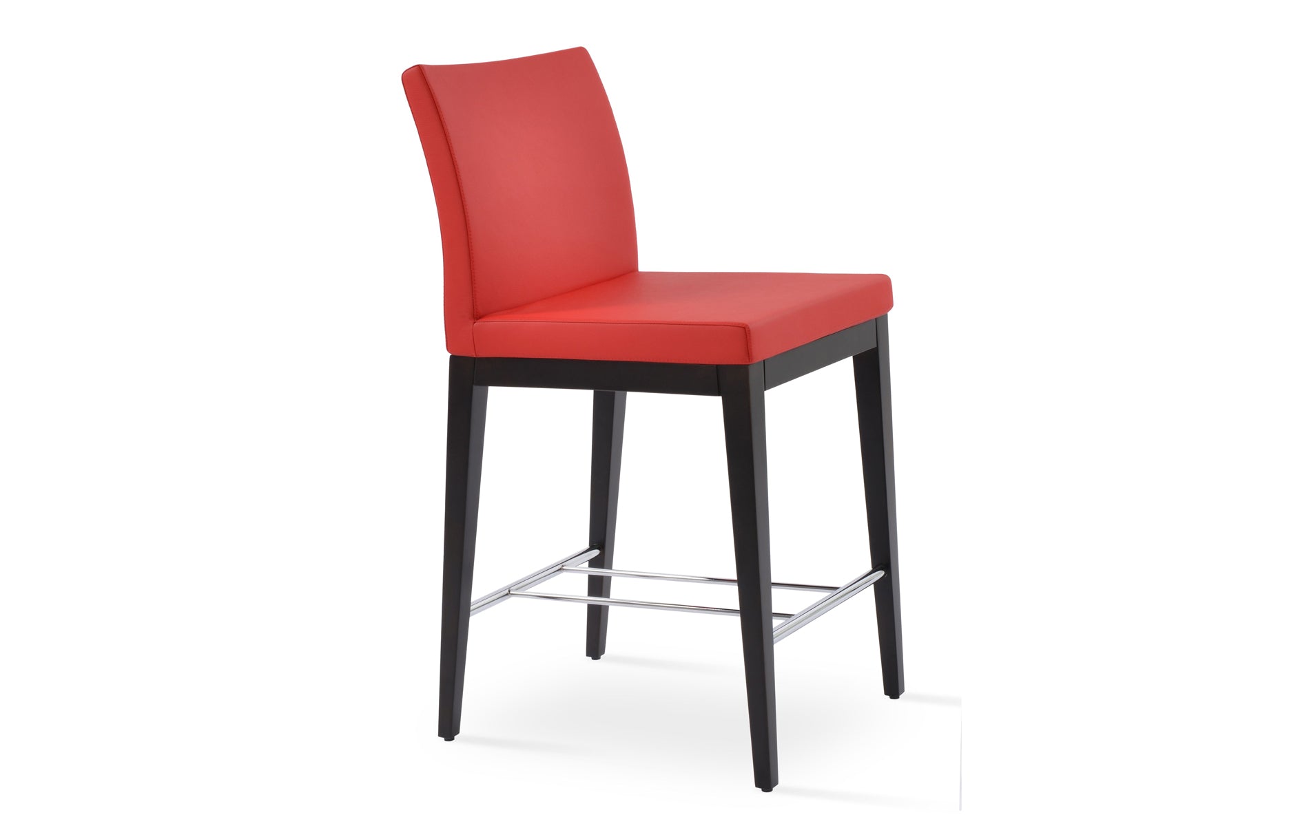 Aria Wood Bar Stool-Leather